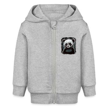 Trauriger Panda - Baby Organic Kapuzenjacke Baby Connector von Stanley/Stella - Grau meliert - Vorne