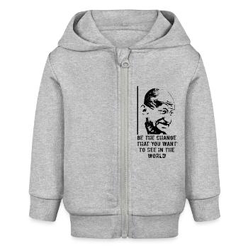 Mahatma Gandhi - Veste à capuche bébé bio Stanley/Stella - gris chiné - Devant