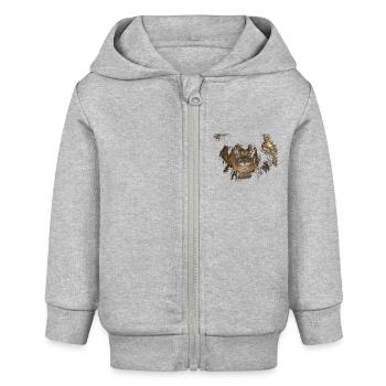 Löwe tief schwarze Teile, for darkblack Textiles - Baby Organic Kapuzenjacke Baby Connector von Stanley/Stella - Grau meliert - Vorne