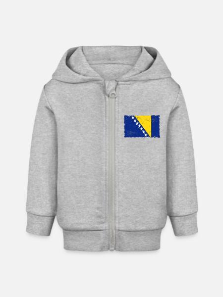 Bosnien - Baby Organic Kapuzenjacke Baby Connector von Stanley/Stella - Grau meliert