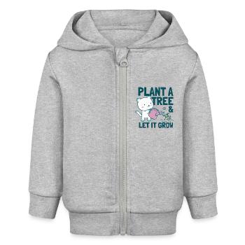 Pflanze einen Baum und lass ihn wachsen - Baby Organic Kapuzenjacke Baby Connector von Stanley/Stella - Grau meliert - Vorne