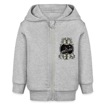Qwazar Ton LOGO - Baby Organic Kapuzenjacke Baby Connector von Stanley/Stella - Grau meliert - Vorne