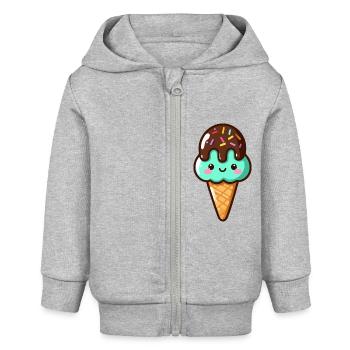Süßes Pistazien-Schoko-Eis - Baby Organic Kapuzenjacke Baby Connector von Stanley/Stella - Grau meliert - Vorne