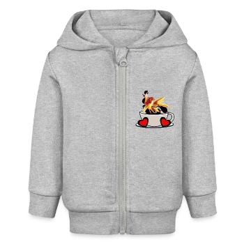Kaffee Pause Fisch Koffein Erfrischung Fantasy - Baby Organic Kapuzenjacke Baby Connector von Stanley/Stella - Grau meliert - Vorne