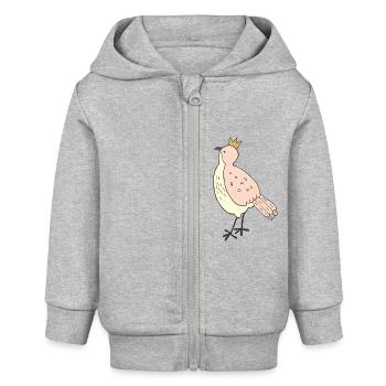 Roi des oiseaux - Veste à capuche bébé bio Stanley/Stella - gris chiné - Devant