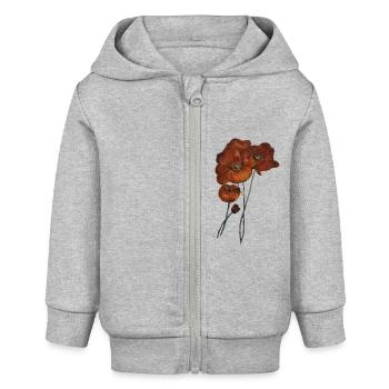 MOHNBLUMEN - Baby Organic Kapuzenjacke Baby Connector von Stanley/Stella - Grau meliert - Vorne