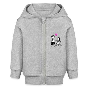 Love is ... - Baby Organic Zip-up Hoodie by Stanley/Stella - heather grey - Front