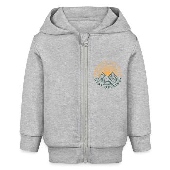 Umarmen Sie die Wildnis Bleiben Sie offline - Baby Organic Kapuzenjacke Baby Connector von Stanley/Stella - Grau meliert - Vorne