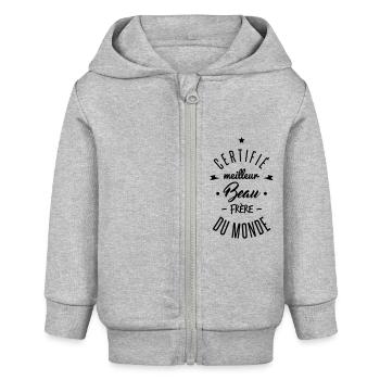 meilleur beau frère - Veste à capuche bébé bio Stanley/Stella - gris chiné - Devant