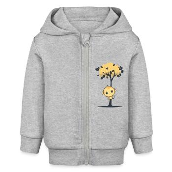 Cute Monkey Design - Singe au design minimaliste - Veste à capuche bébé bio Stanley/Stella - gris chiné - Devant