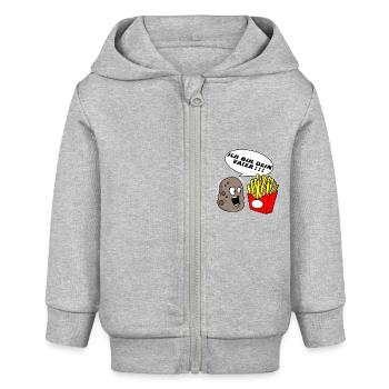 Star Kartoffel Pommes Frites Wars Vater Geschenk - Baby Organic Kapuzenjacke Baby Connector von Stanley/Stella - Grau meliert - Vorne