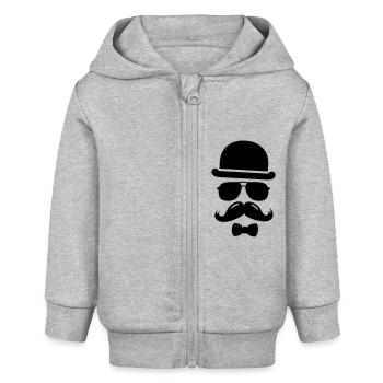 mann vater vaterstag hipster moustache swag boss - Baby Organic Kapuzenjacke Baby Connector von Stanley/Stella - Grau meliert - Vorne