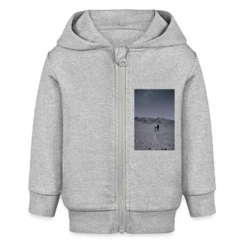 Astronauten bei der Monderkundung Lunar - Baby Organic Kapuzenjacke Baby Connector von Stanley/Stella - Grau meliert - Vorne