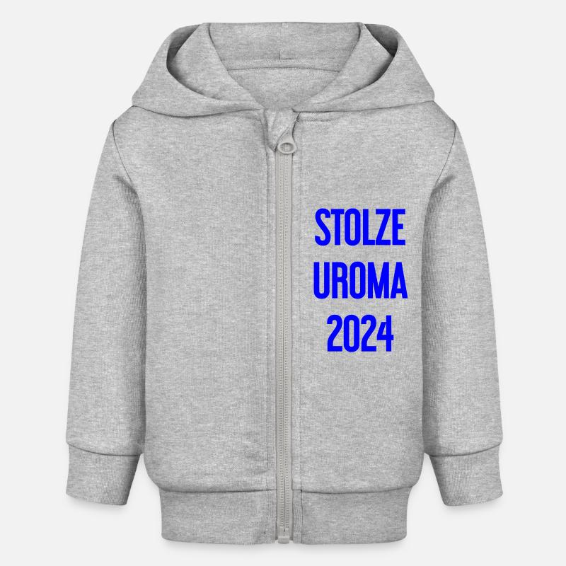 Fière arrière-grand-mère 2024 - Veste à capuche bébé bio Stanley/Stella - gris chiné