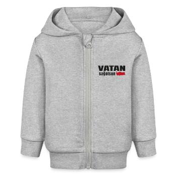 Vatan Sagolsun Dark Black/Red V1 - Baby Organic Zip-up Hoodie by Stanley/Stella - heather grey - Front