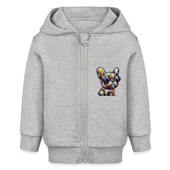 Frenchie Summer - Baby Organic Kapuzenjacke Baby Connector von Stanley/Stella - Grau meliert - Vorne