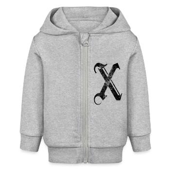 X GOTHIC Lettrage Alphabet Initiales - Veste à capuche bébé bio Stanley/Stella - gris chiné - Devant