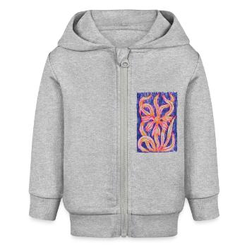 Ornament bunt Blume Jugendstil - Baby Organic Kapuzenjacke Baby Connector von Stanley/Stella - Grau meliert - Vorne