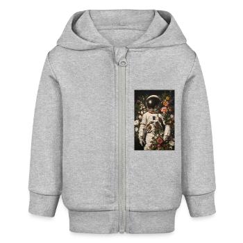 Cosmic Bloom Entdecker - Baby Organic Kapuzenjacke Baby Connector von Stanley/Stella - Grau meliert - Vorne