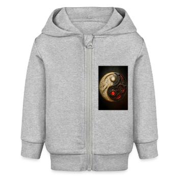 Cyber Yin Yang Gleichgewicht - Baby Organic Kapuzenjacke Baby Connector von Stanley/Stella - Grau meliert - Vorne