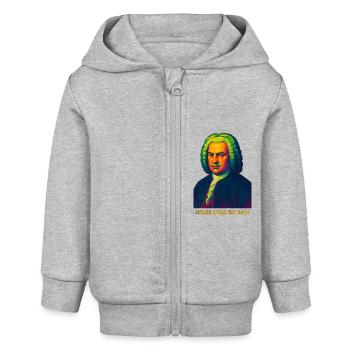 WPAP Polygon Portrait Johann Sebastian Bach - Veste à capuche bébé bio Stanley/Stella - gris chiné - Devant