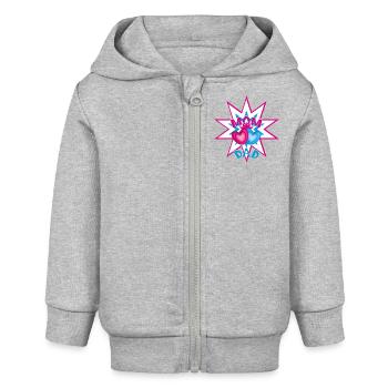 MOM und DAD ein cooles Motiv mit Stern. - Baby Organic Kapuzenjacke Baby Connector von Stanley/Stella - Grau meliert - Vorne