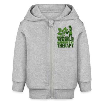 Gartenarbeit ist meine Therapie - Baby Organic Kapuzenjacke Baby Connector von Stanley/Stella - Grau meliert - Vorne