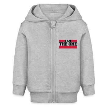i_am_the_one - Baby Organic Zip-up Hoodie by Stanley/Stella - heather grey - Front