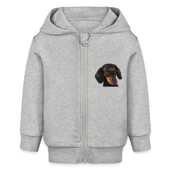 Dackel - Baby Organic Kapuzenjacke Baby Connector von Stanley/Stella - Grau meliert - Vorne