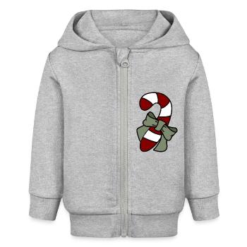 Candy cane - Baby Organic Zip-up Hoodie by Stanley/Stella - heather grey - Front