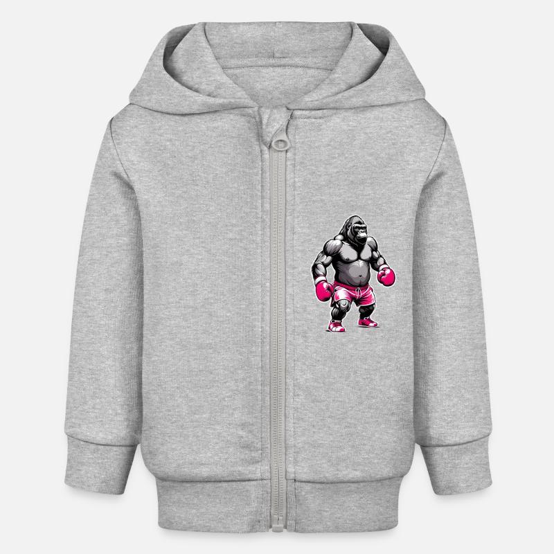 Boxe Boxeur Gorille - Veste à capuche bébé bio Stanley/Stella - gris chiné