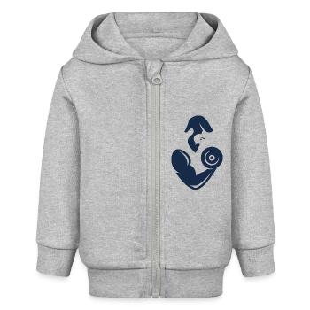 Bodybuilding Logo - Baby Organic Kapuzenjacke Baby Connector von Stanley/Stella - Grau meliert - Vorne