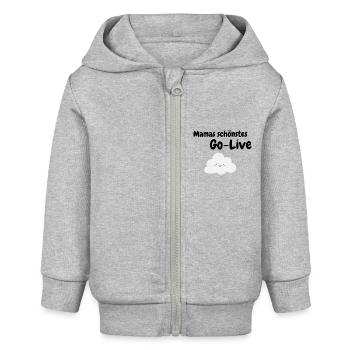 Mamas schönstes Go-Live ALM - Baby Organic Kapuzenjacke Baby Connector von Stanley/Stella - Grau meliert - Vorne
