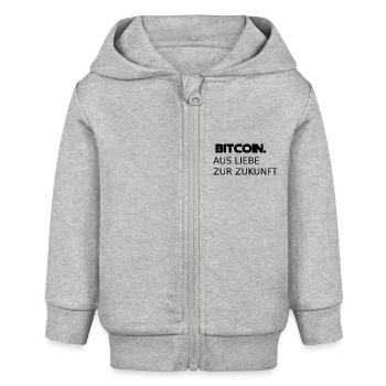Bit❤️Zukunft - Baby Organic Kapuzenjacke Baby Connector von Stanley/Stella - Grau meliert - Vorne