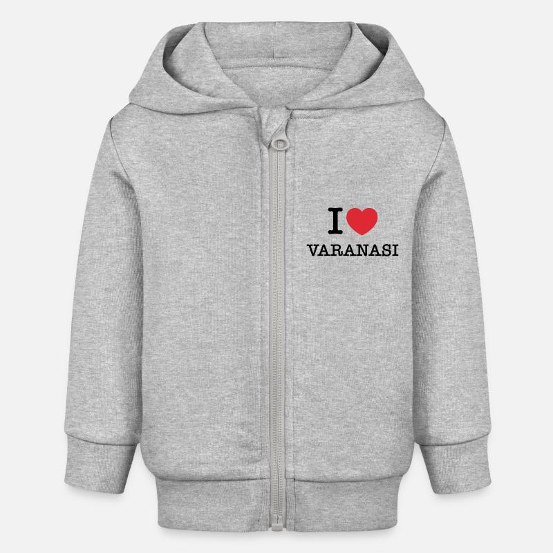 J’aime Varanasi | Varanasi | J’aime Varanasi - Veste à capuche bébé bio Stanley/Stella - gris chiné