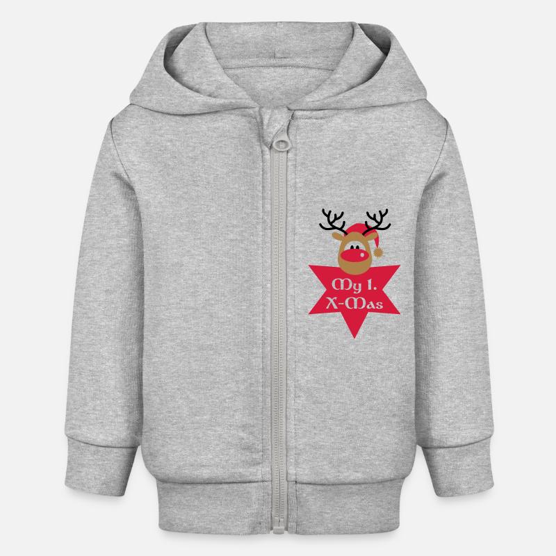 mon premier Noël - Veste à capuche bébé bio Stanley/Stella - gris chiné