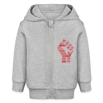 Anarchie Wortwolke - Baby Organic Kapuzenjacke Baby Connector von Stanley/Stella - Grau meliert - Vorne