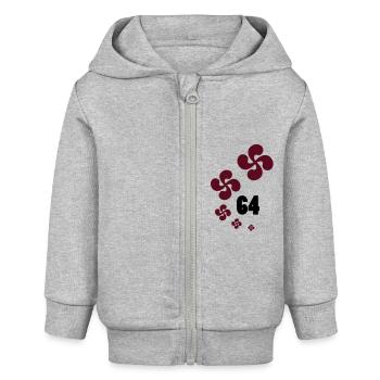 Basque Country 64 - Baby Organic Zip-up Hoodie by Stanley/Stella - heather grey - Front