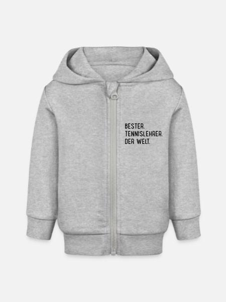 Tennislehrer - Baby Organic Kapuzenjacke Baby Connector von Stanley/Stella - Grau meliert