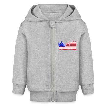 Drapeau des États-Unis Palmiers Étoiles et rayures Amérique Cool - Veste à capuche bébé bio Stanley/Stella - gris chiné - Devant