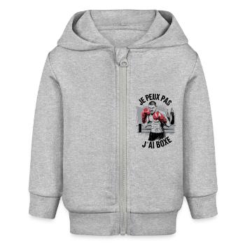 Je peux pas j'ai boxe - Veste à capuche bébé bio Stanley/Stella - gris chiné - Devant