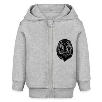 Edgy Geometrische Safari Lion-Druck von Stencilize - Baby Organic Kapuzenjacke Baby Connector von Stanley/Stella - Grau meliert - Vorne
