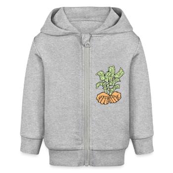 Big money flying to you for wealth and prosperity. - Baby Organic Zip-up Hoodie by Stanley/Stella - heather grey - Front
