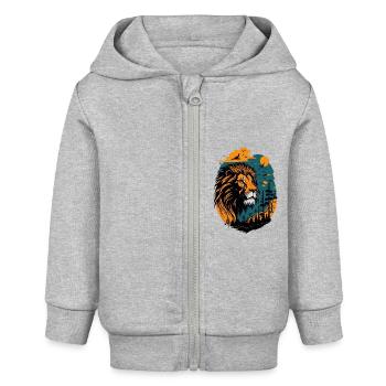 majestätischer Löwe - Baby Organic Kapuzenjacke Baby Connector von Stanley/Stella - Grau meliert - Vorne