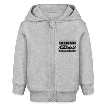 Superheld Wirtschaftsprüfer - Baby Organic Kapuzenjacke Baby Connector von Stanley/Stella - Grau meliert - Vorne
