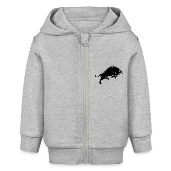 Bull Shirt design Trading shirt Trader shirt desig - Baby Organic Kapuzenjacke Baby Connector von Stanley/Stella - Grau meliert - Vorne
