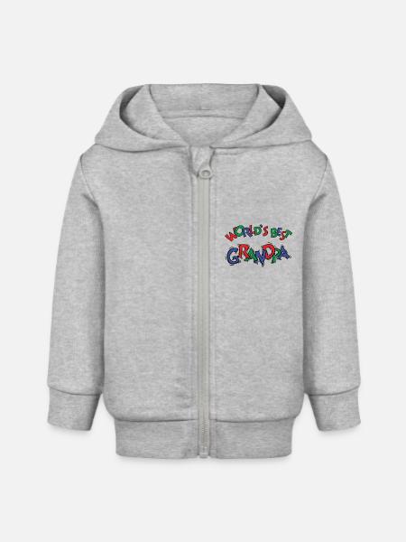 Welt bester Großvater - Baby Organic Kapuzenjacke Baby Connector von Stanley/Stella - Grau meliert