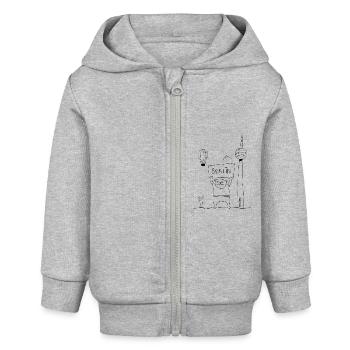 Berliner Bär | zum Ausmalen | littlepublic - Baby Organic Kapuzenjacke Baby Connector von Stanley/Stella - Grau meliert - Vorne