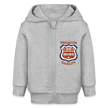 Premium quality 1936 - Baby Organic Zip-up Hoodie by Stanley/Stella - heather grey - Front