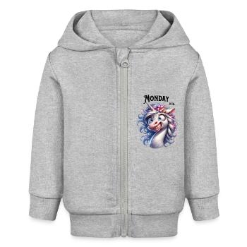 Lundi Ugh. - Veste à capuche bébé bio Stanley/Stella - gris chiné - Devant